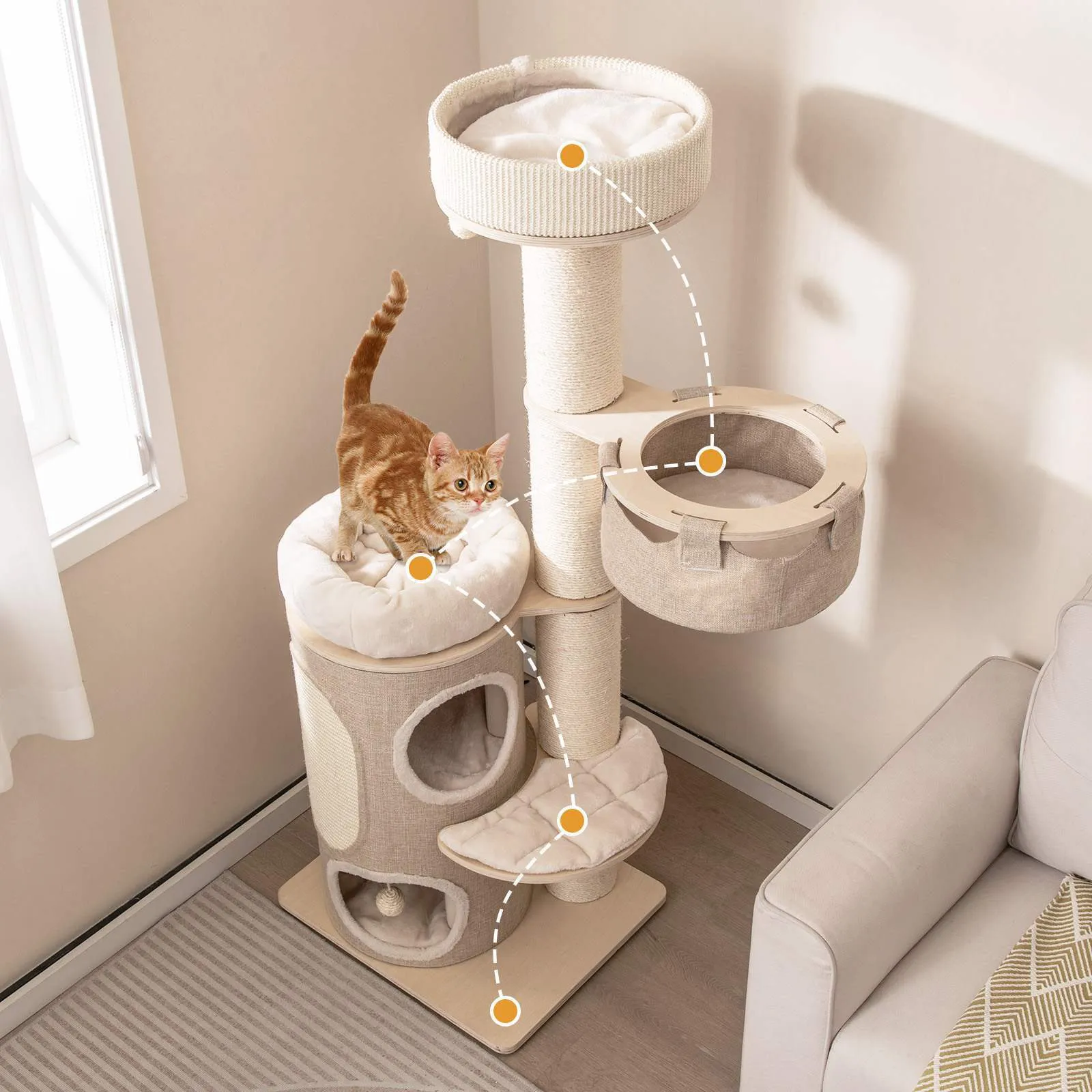 155CM Multi-level Cat Tree Tower Scratching Posts Condo House Bed Toys Furniture