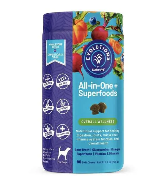 $29 ONLY [CLEARANCE]: NaturVet Evolutions All-in-One   Superfood Soft Chew Dog Supplement (90 Count)