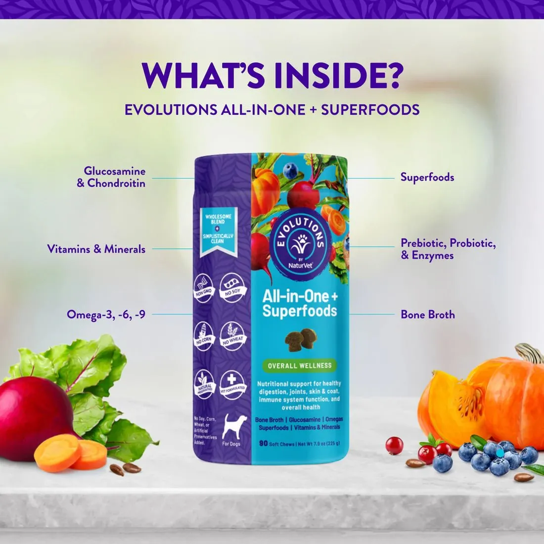 $29 ONLY [CLEARANCE]: NaturVet Evolutions All-in-One   Superfood Soft Chew Dog Supplement (90 Count)