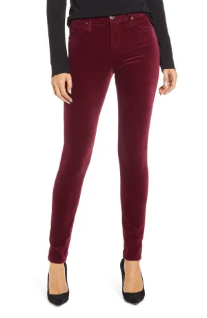 AG - The Farrah High Rise Skinny Velvet Denim in Plum/DCU