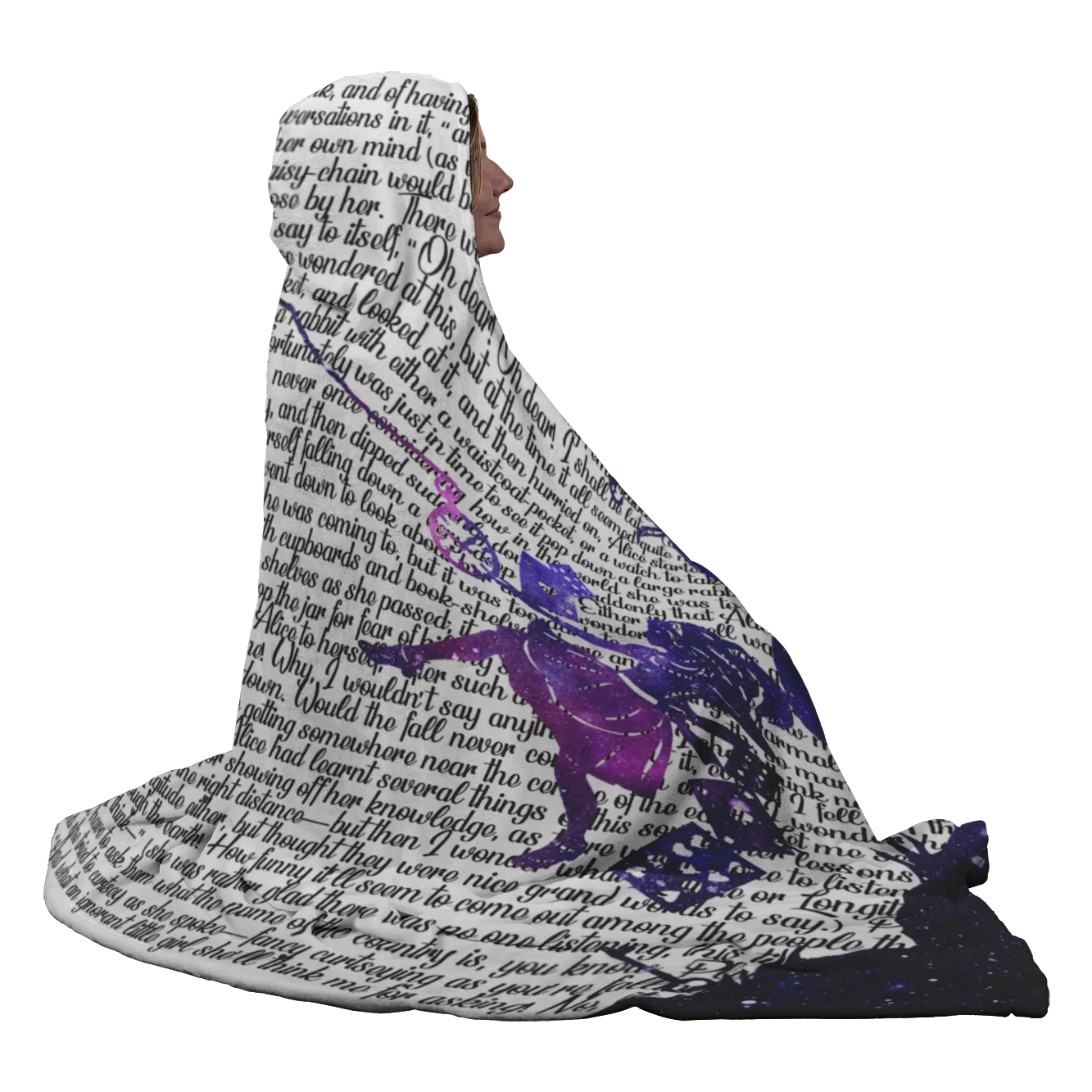 Alice's Adventures In Wonderland Book Page Hooded Blanket