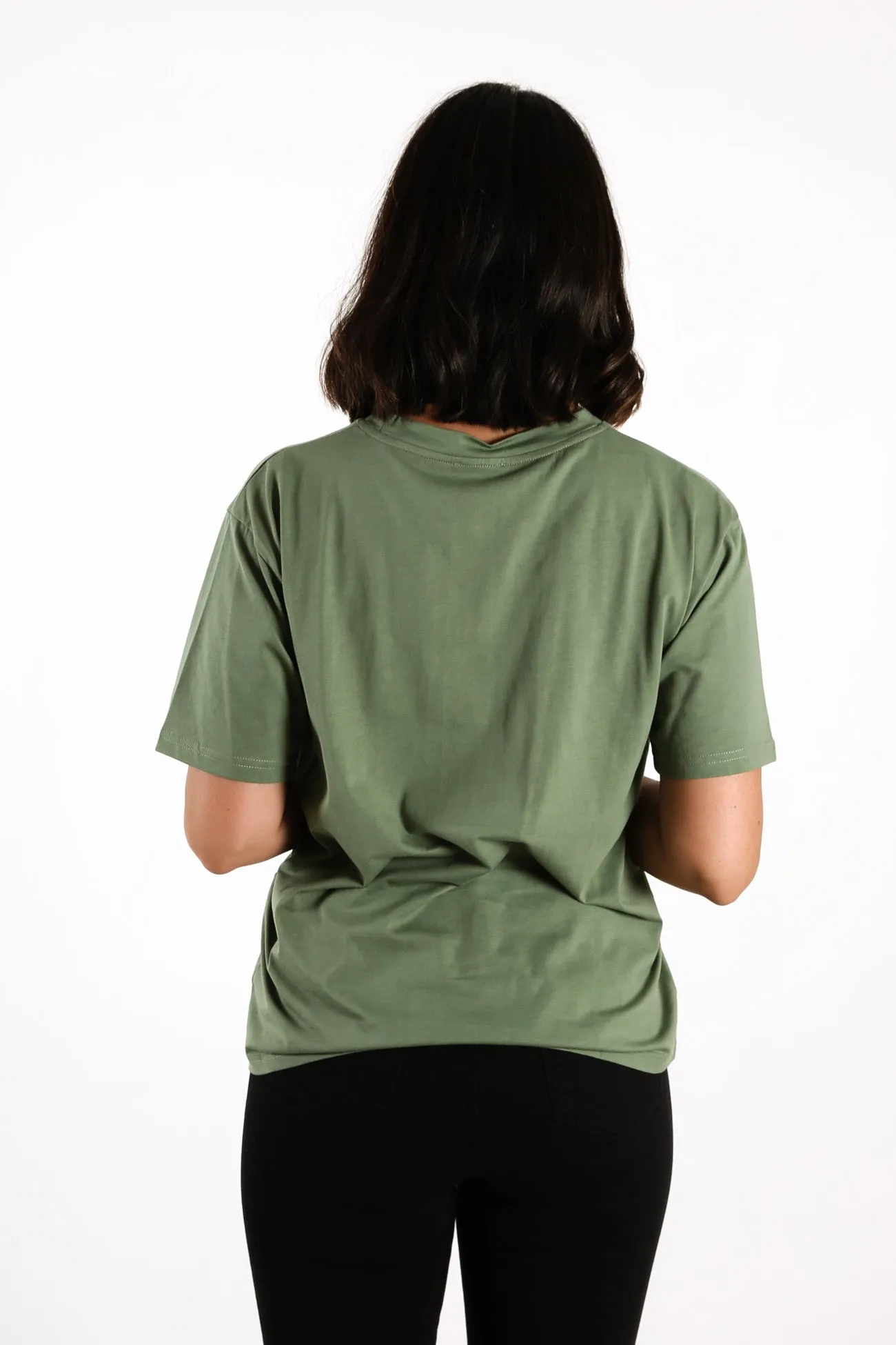 Apero Embroidered Tee Forest Green Cream