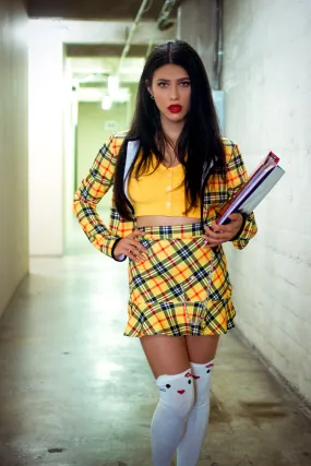 As If Yellow Plaid Costume Set with Ruffle Skirt