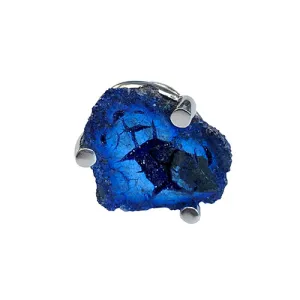 Azurite Geode Sterling Silver Lapel Pin I Jan Leslie