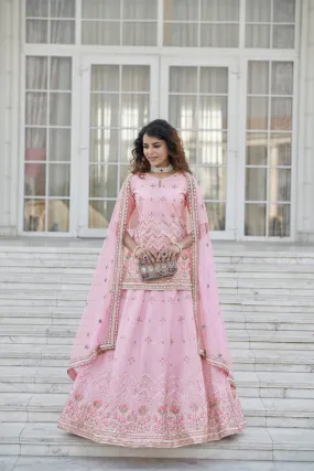 Baby Pink Color Gota Patti Work Designer Lehenga Suit