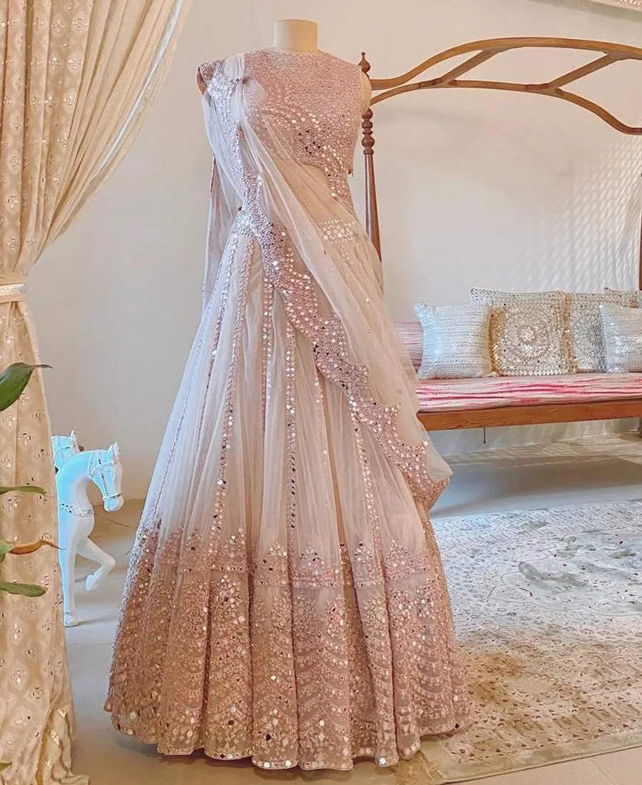 Baby Pink color Heavy Net Lehenga Choli with Soft Net Dupatta