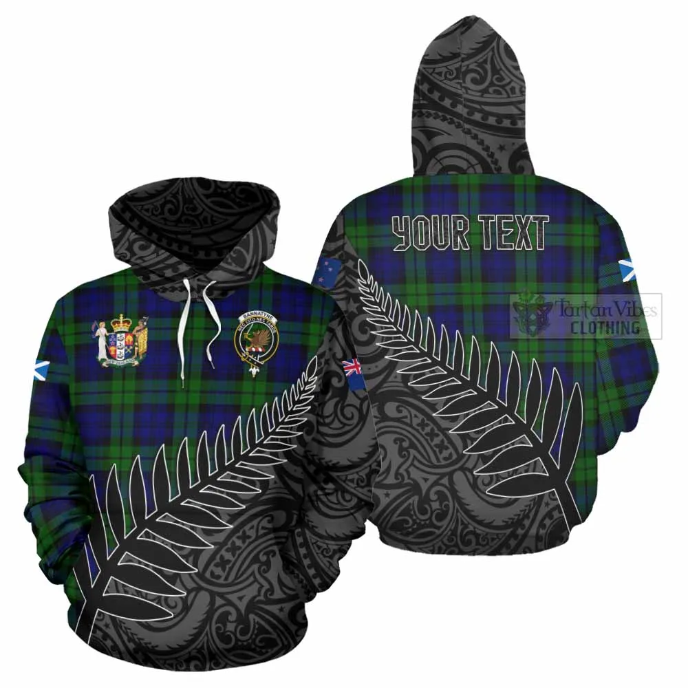 Bannatyne Crest Tartan Hoodie with New Zealand Silver Fern Half Style