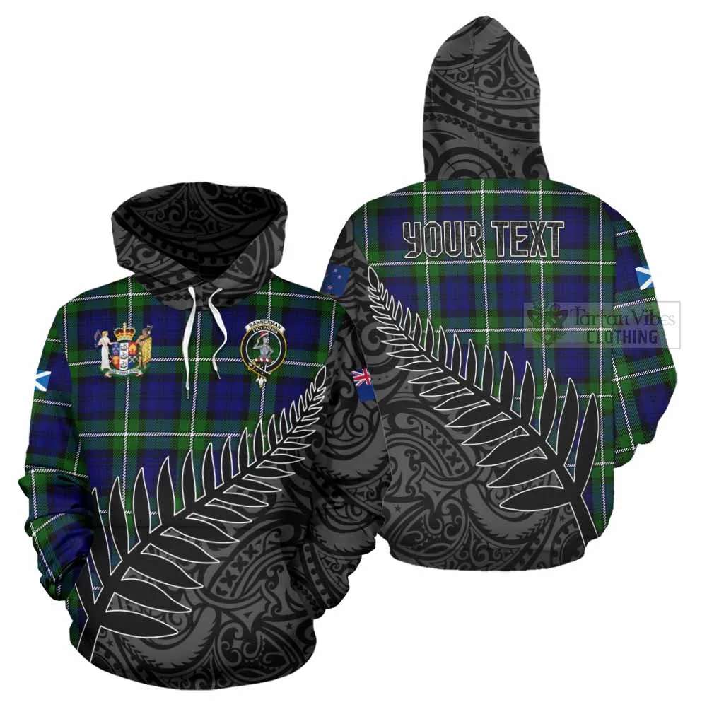 Bannerman Crest Tartan Hoodie with New Zealand Silver Fern Half Style