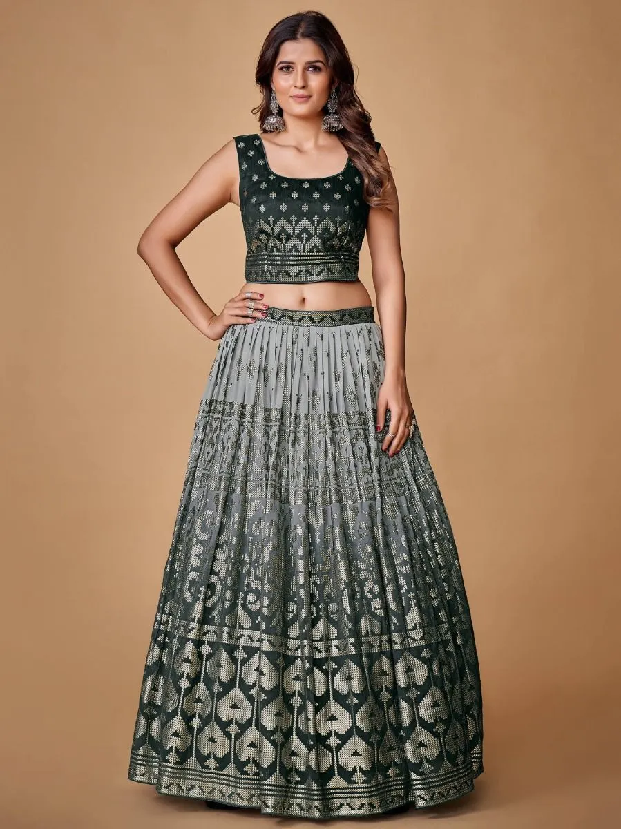 Beautiful Grey Color Fancy Silk With Embroidery Sequins Work Charming Lehenga Choli |Engagement Wear