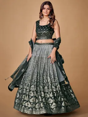 Beautiful Grey Color Fancy Silk With Embroidery Sequins Work Charming Lehenga Choli |Engagement Wear