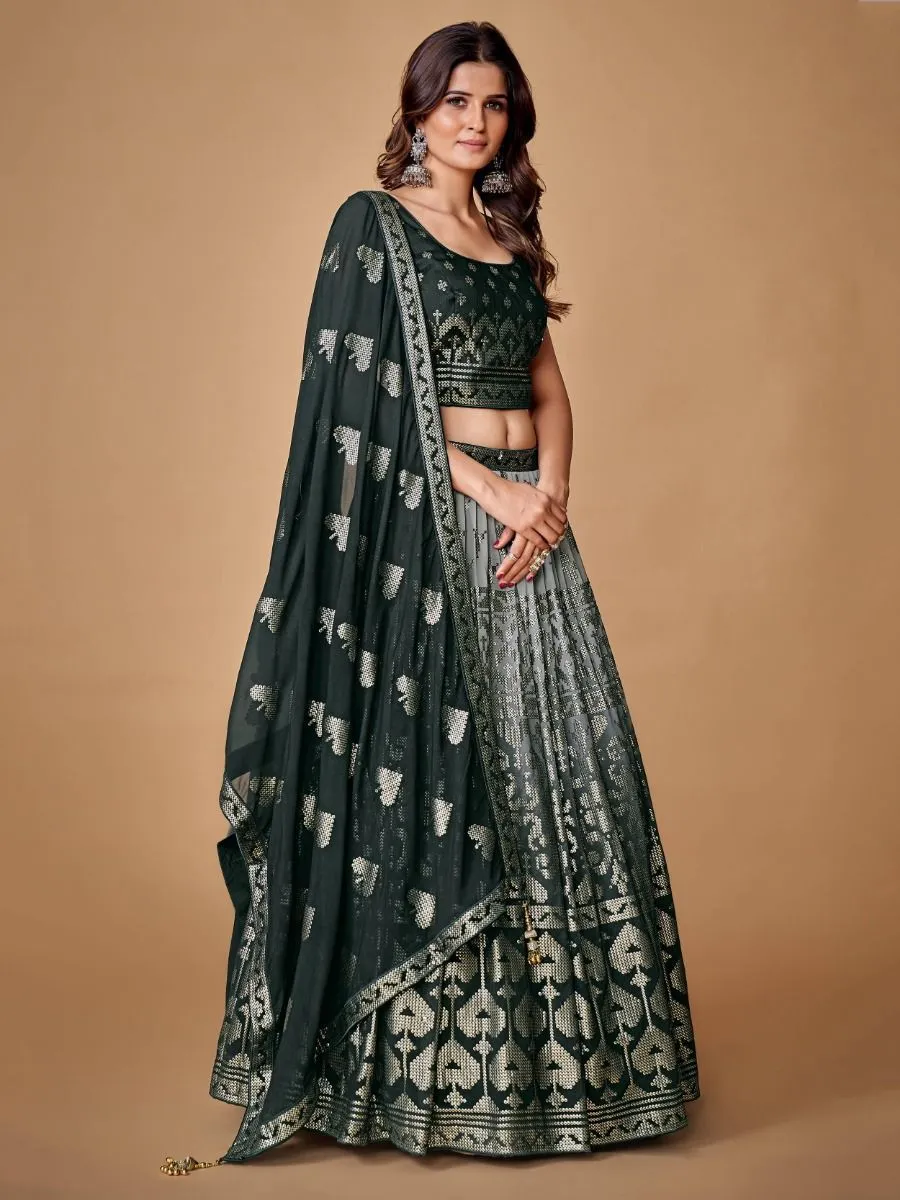 Beautiful Grey Color Fancy Silk With Embroidery Sequins Work Charming Lehenga Choli |Engagement Wear