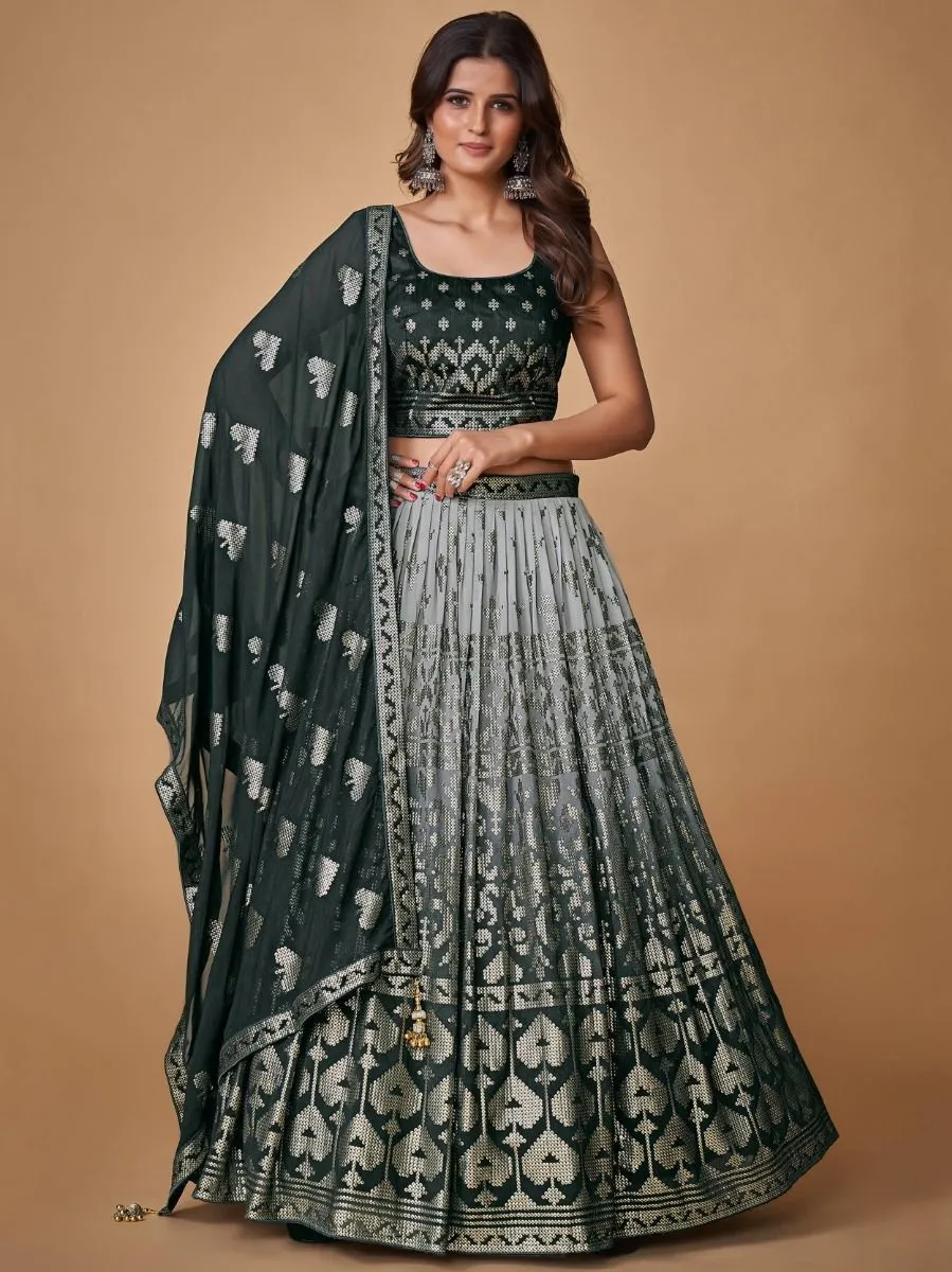 Beautiful Grey Color Fancy Silk With Embroidery Sequins Work Charming Lehenga Choli |Engagement Wear