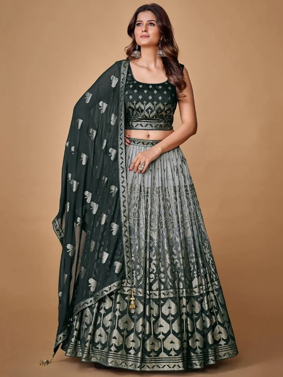 Beautiful Grey Color Fancy Silk With Embroidery Sequins Work Charming Lehenga Choli |Engagement Wear