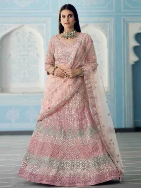 Beautiful Peach Semi Stitched Lehenga With Unstitched Blouse