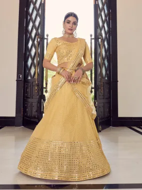 Beige Classic Semi Stitched Lehenga With Unstitched Blouse