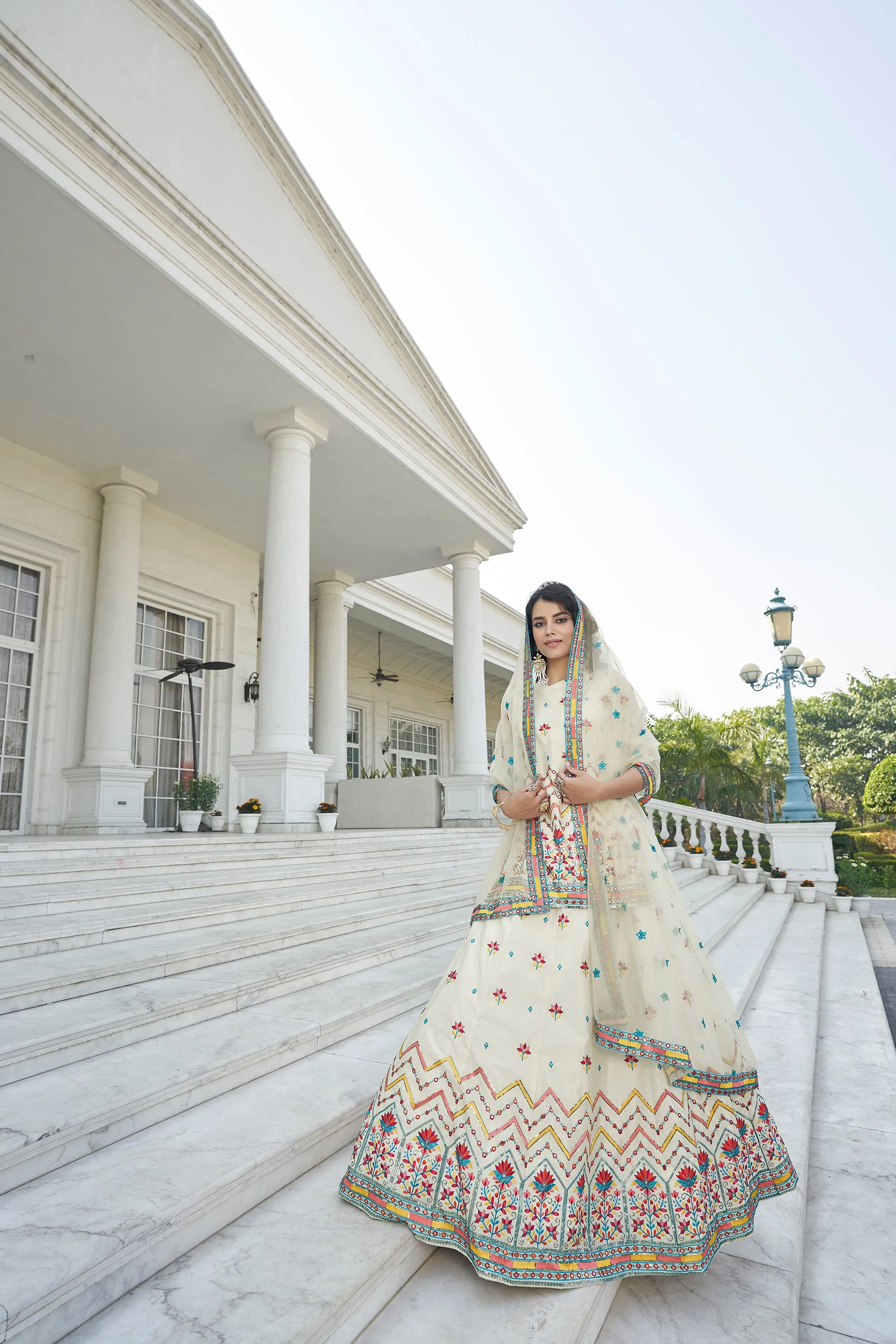 Beige Color Gota Patti Work Designer Lehenga Suit