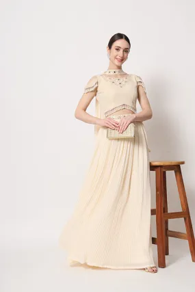 Beige Georgette Crush Pattern On Lehenga Choli