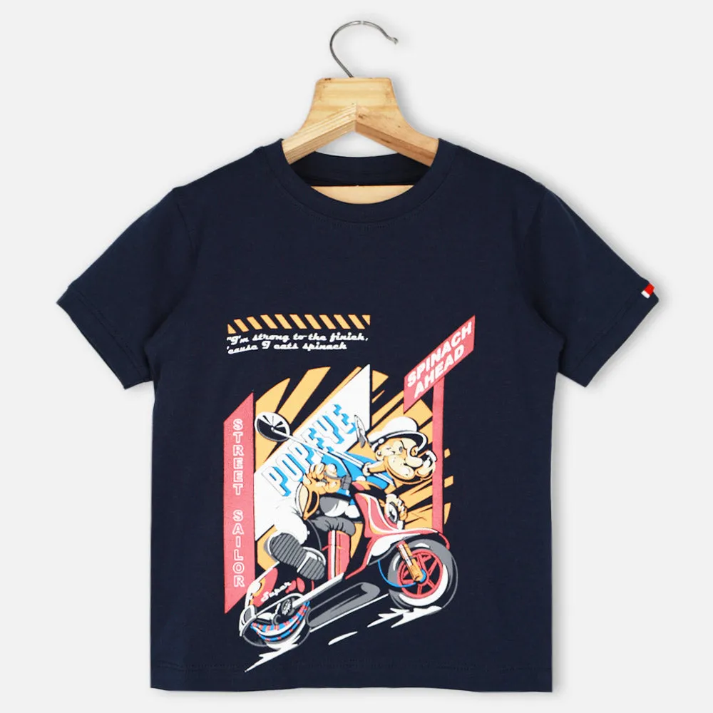 Black & Blue Graphic Printed T-Shirt