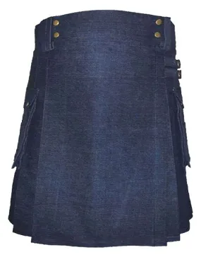 BLUE DENIM UTILITY KILT FOR WOMEN