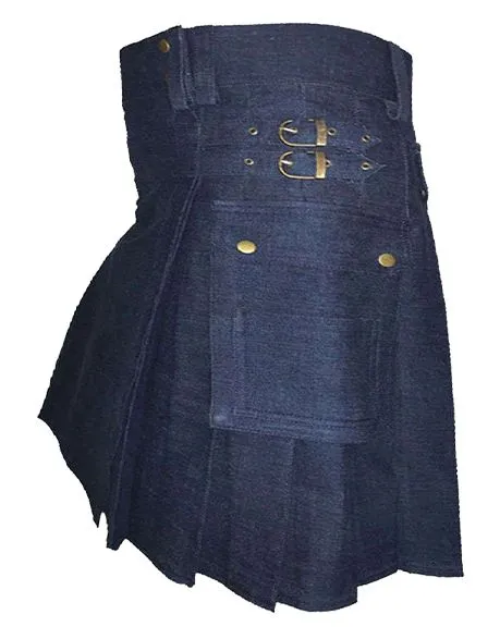 BLUE DENIM UTILITY KILT FOR WOMEN