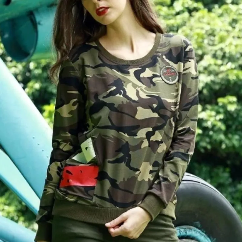 Camouflage Pullover Hooded Sweatshirt With Pocket