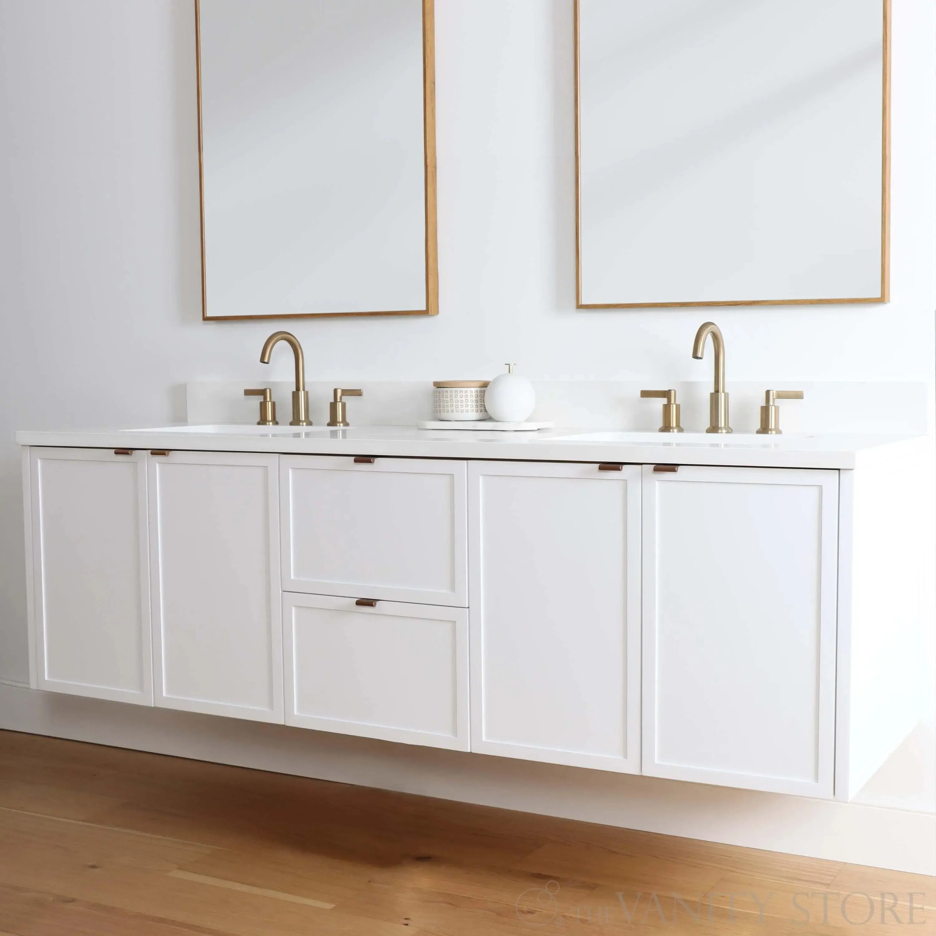 Cape Breton 72" Wall Mount Satin White Bathroom Vanity, Double Sink