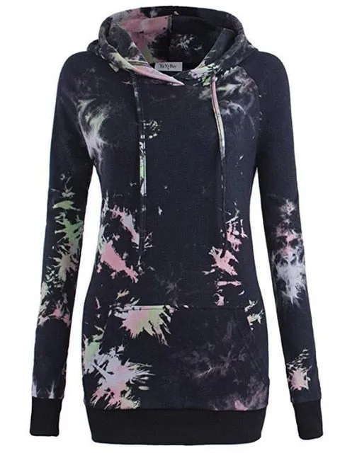 Casual Splash Printed Hooded Sweatshirts