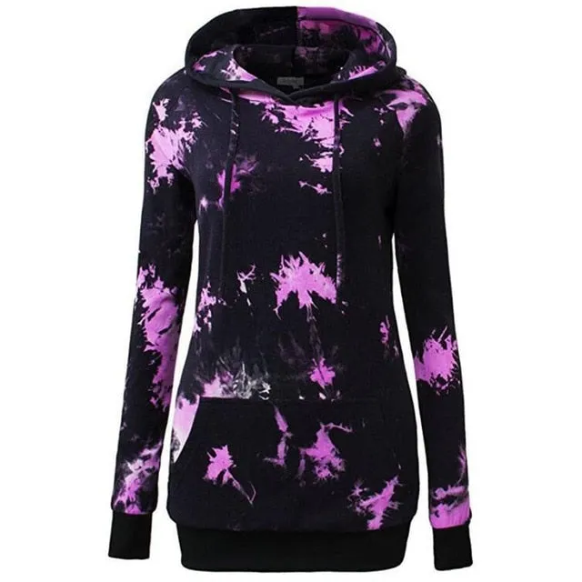 Casual Splash Printed Hooded Sweatshirts