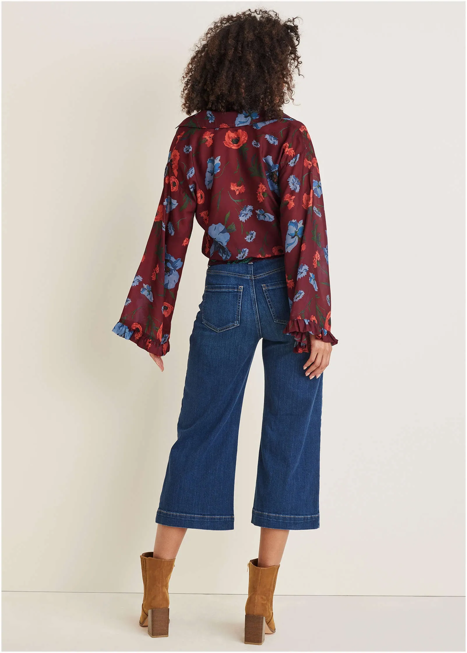 Chiffon Tie Front Blouse - Forest Floral