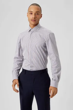 Cleve Slim Fit White Stripe Cotton Shirt - ARCHIVE