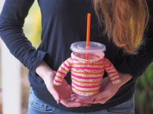 Cold Brew Koozie Hand Knitting Pattern Fingering Weight