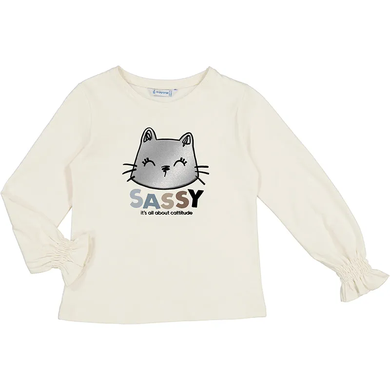 Cream Sassy Cat Tee