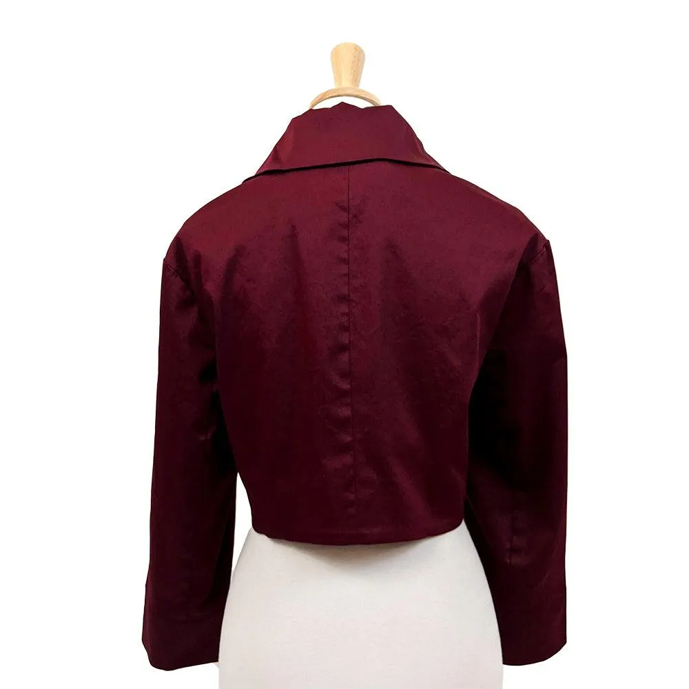 Cropped Retro Jacket in Burgundy