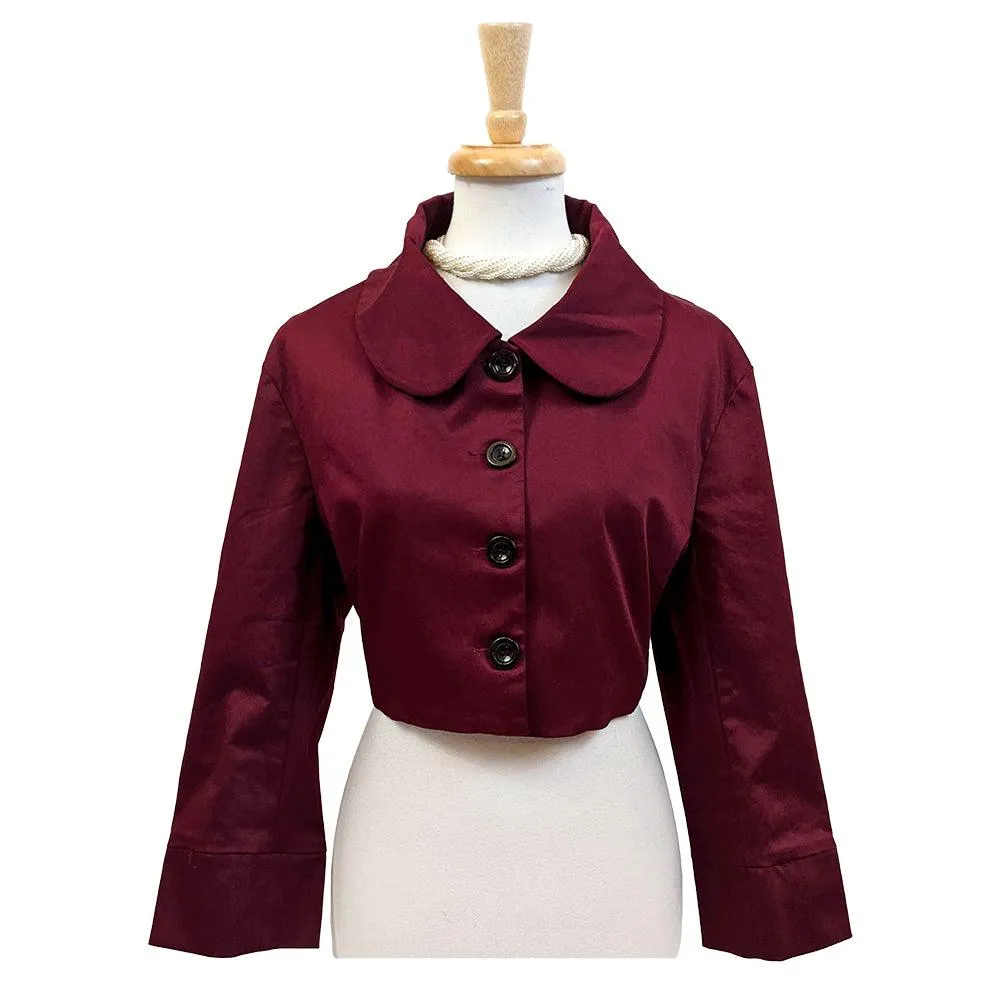 Cropped Retro Jacket in Burgundy