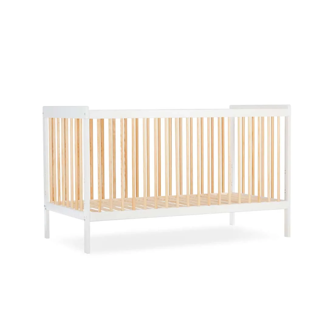 CuddleCo Nola 2 Piece Set Changer   Cot Bed - White/Natural