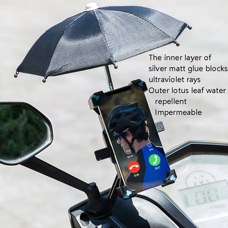 CYCLINGBOX Bicycle Mobile Phone Bracket With Parasol Rider Mobile Phone Frame, Style: Rearview Mirror Installation (Black)