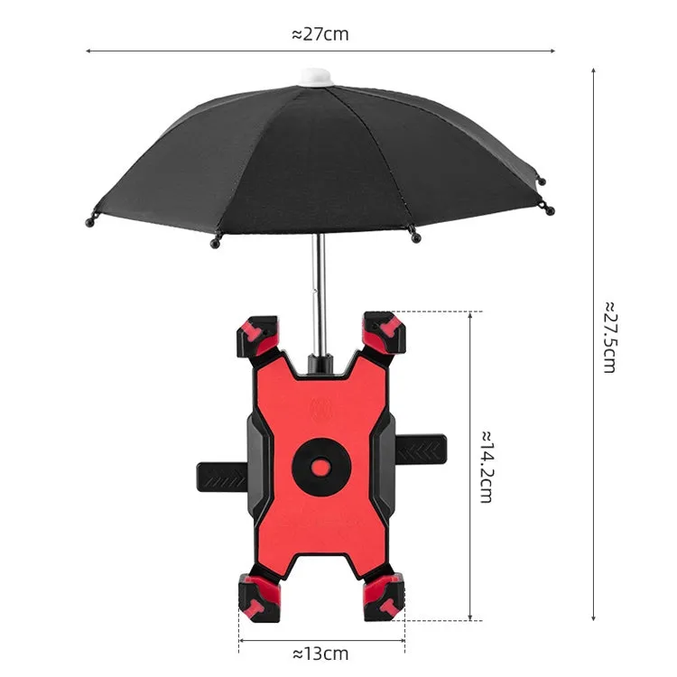 CYCLINGBOX Bicycle Mobile Phone Bracket With Parasol Rider Mobile Phone Frame, Style: Rearview Mirror Installation (Black)