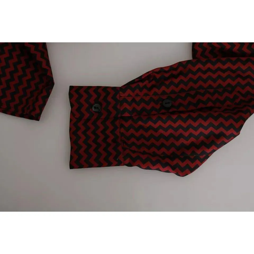 Dolce & Gabbana Black Red Zigzag Pattern Casual Shirt