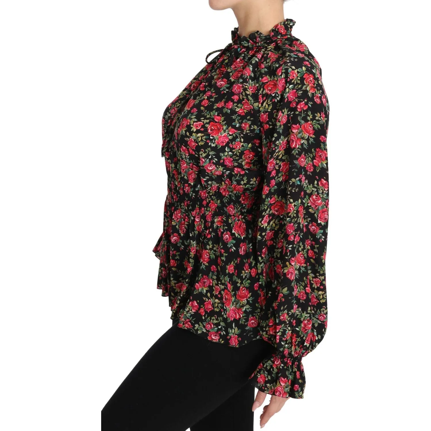 Dolce & Gabbana Elegant Black Floral Silk Shirt