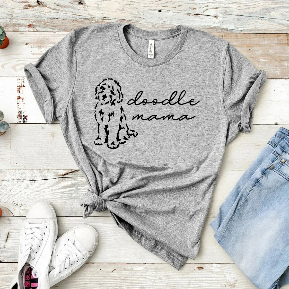 Doodle Mama T-Shirt Goldendoodle Shirt Funny Goldendoodle Mom Shirts Cute Dog Lover Tees Women Casual Tops