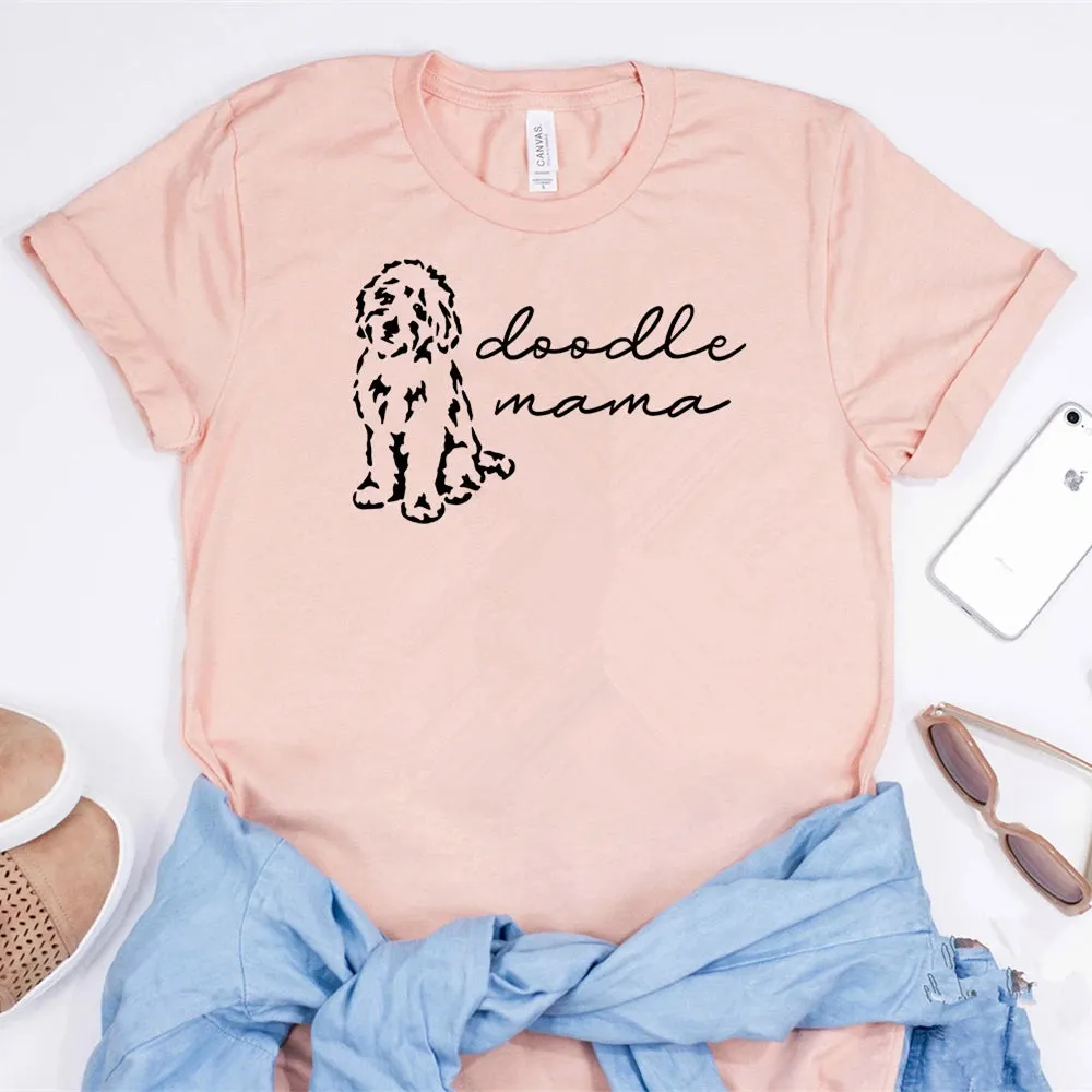 Doodle Mama T-Shirt Goldendoodle Shirt Funny Goldendoodle Mom Shirts Cute Dog Lover Tees Women Casual Tops