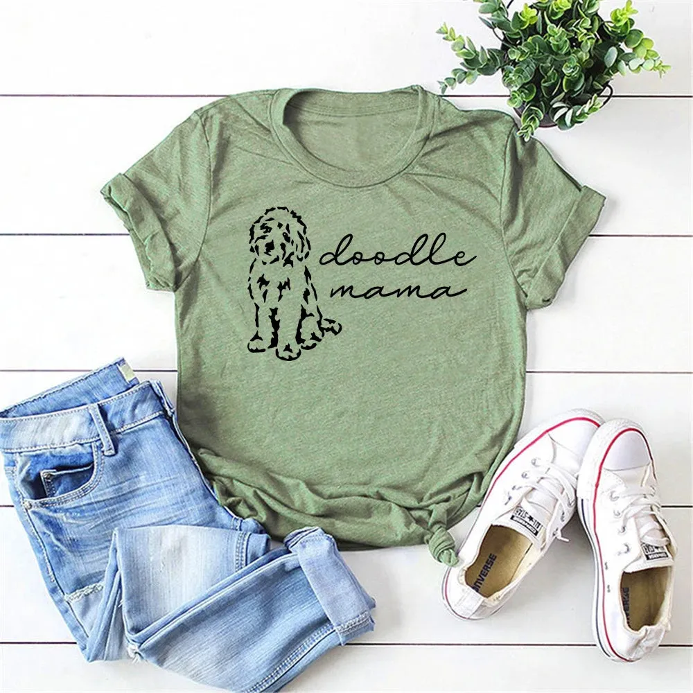 Doodle Mama T-Shirt Goldendoodle Shirt Funny Goldendoodle Mom Shirts Cute Dog Lover Tees Women Casual Tops