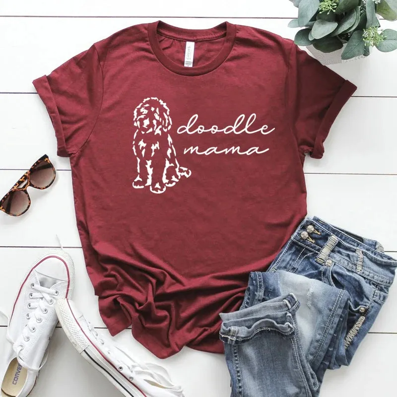 Doodle Mama T-Shirt Goldendoodle Shirt Funny Goldendoodle Mom Shirts Cute Dog Lover Tees Women Casual Tops