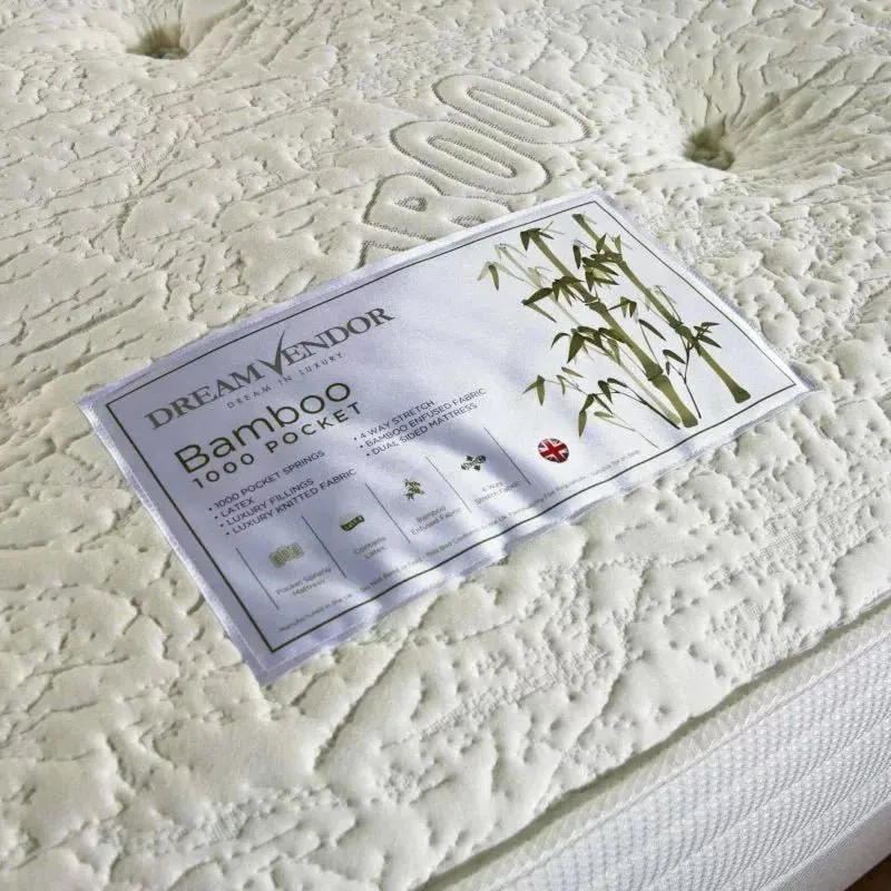 Dream Vendor Bamboo 1000 Pocket Sprung Latex Divan Bed Set