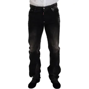 Dsquared² Black Washed Cotton Straight Fit Casual Denim Jeans