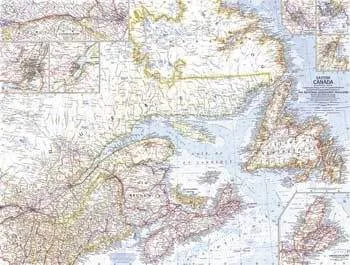 Eastern Canada (1967) Vintage Map by National Geographic