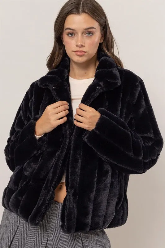 Faux Fur Coat - Black