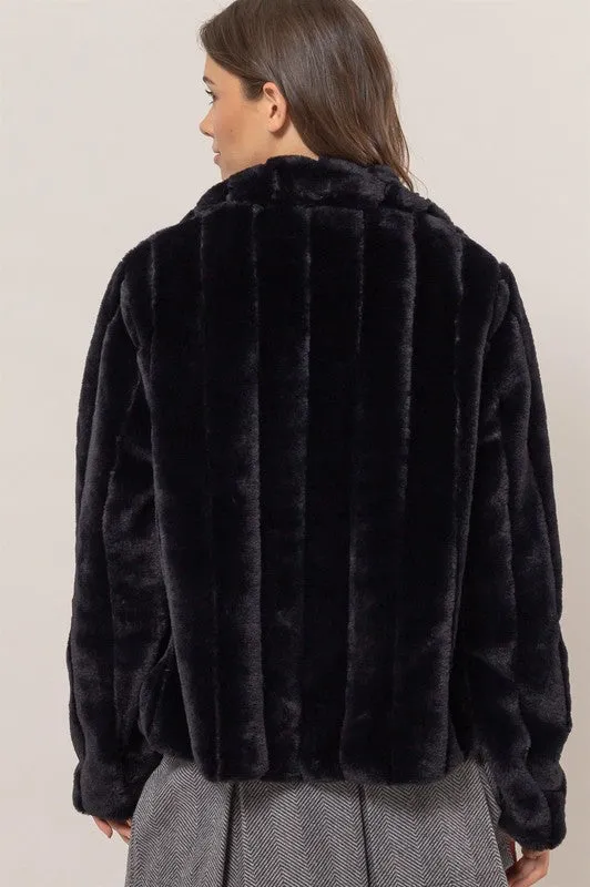 Faux Fur Coat - Black