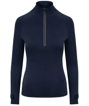 French Navy - Women's Cool Flex long half-zip top (C)