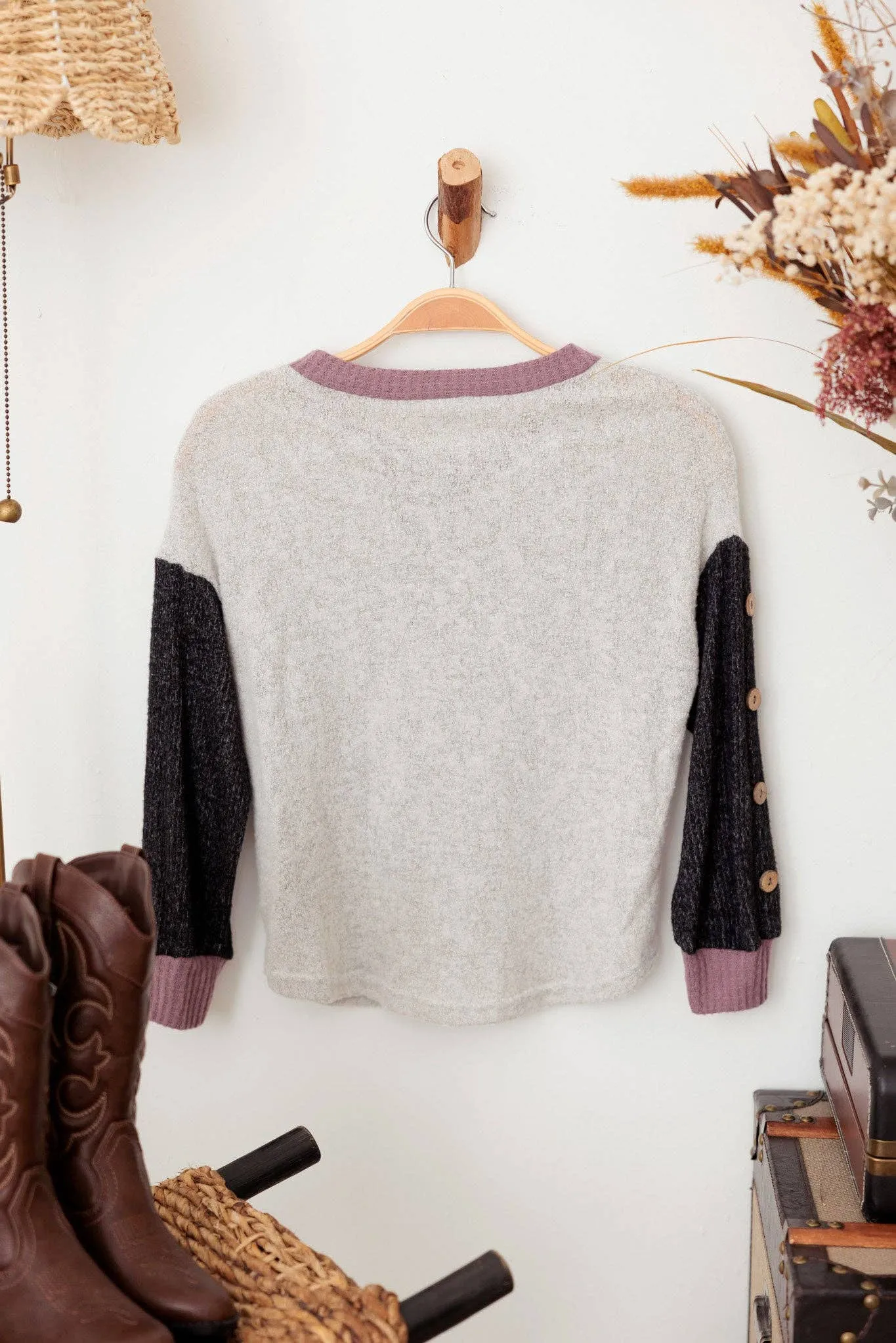 Girls Button Sleeve Sweater